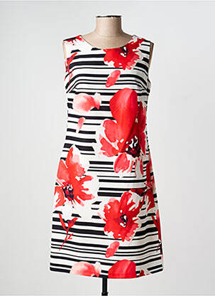 Robe mi-longue imprimé fleurs sans manche orange FRANCE RIVOIRE femme