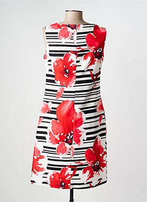 Robe mi-longue imprimé fleurs sans manche orange FRANCE RIVOIRE femme