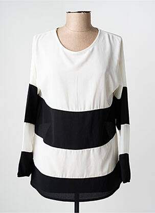 Blouse col rond manches longues blanc QUATTRO femme