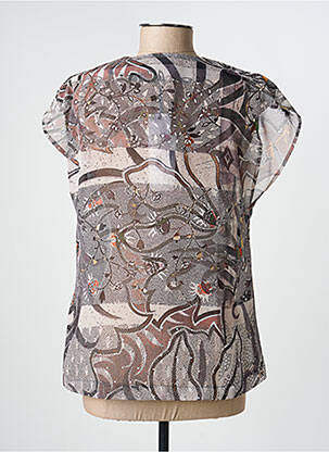 Blouse légère et transparente manches courtes marron QUATTRO femme