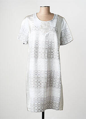 Robe mi-longue fermeture zippée au dos manches courtes argent MERI & ESCA femme