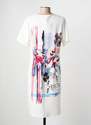 Robe mi-longue imprimé fantaisie manches courtes blanc IMPULSION femme