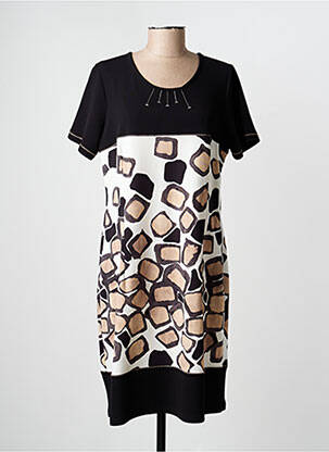 Robe mi-longue manches courtes manches courtes noir LISA CHESNAY femme