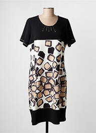 Robe mi-longue manches courtes manches courtes noir LISA CHESNAY femme