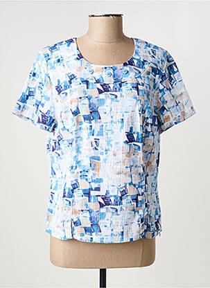 Blouse imprimé fantaisie manches courtes bleu GUY DUBOUIS femme