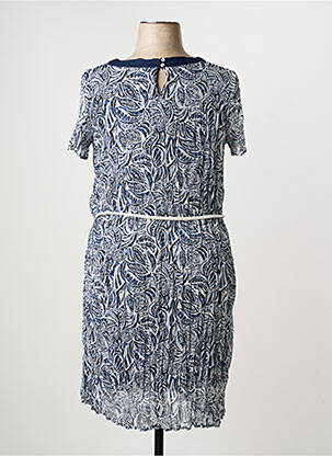 Robe mi-longue coupe fluide manches courtes bleu FRANCE RIVOIRE femme