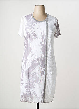 Robe mi-longue imprimé fantaisie manches courtes blanc MERI & ESCA femme