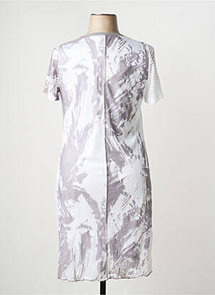 Robe mi-longue imprimé fantaisie manches courtes blanc MERI & ESCA femme