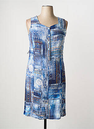 Robe mi-longue sans manche sans manche bleu GUY DUBOUIS femme