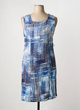 Robe mi-longue sans manche sans manche bleu GUY DUBOUIS femme