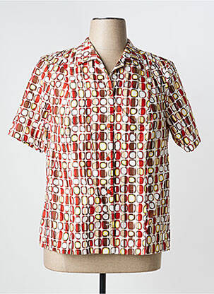 Chemisier coupe droite manches courtes rouge GUY DUBOUIS femme