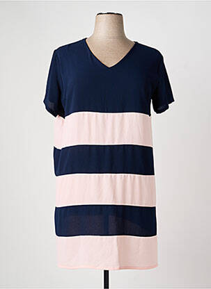 Tunique manches courtes tissage crêpe bleu QUATTRO femme