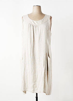 Robe mi-longue sans manche sans manche beige COULEURS DU TEMPS femme