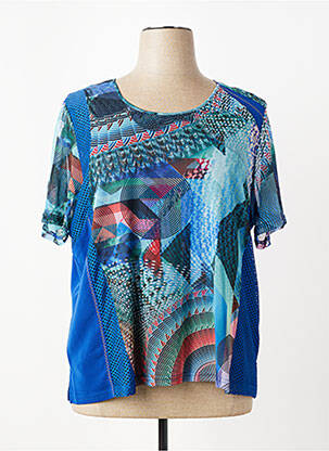 Top imprimé fantaisie manches courtes bleu GUY DUBOUIS femme