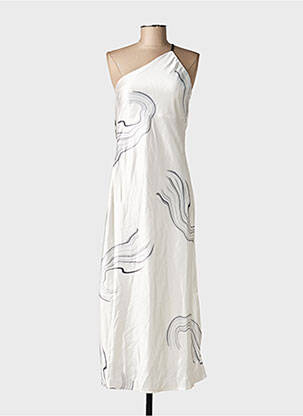 Robe longue imprimé fantaisie sans manche blanc HER BOTTARI femme