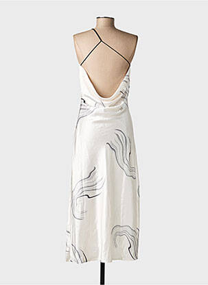 Robe longue imprimé fantaisie sans manche blanc HER BOTTARI femme