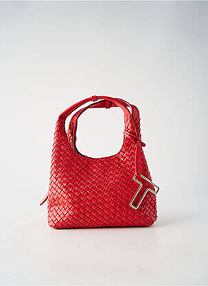 Sac fermeture zippée rouge LE TANNEUR femme