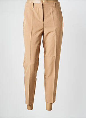 Pantalon chino fermeture zippée sous rabat avec crochet taille haute beige ICHI femme