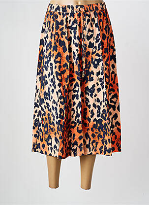 Jupe mi-longue taille normale orange ICHI femme