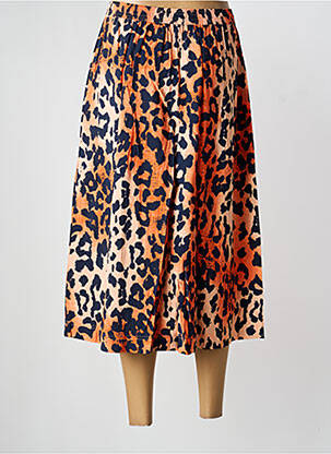 Jupe mi-longue taille normale orange ICHI femme
