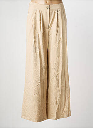 Pantalon large tissage popeline taille haute beige GEVANI ER femme