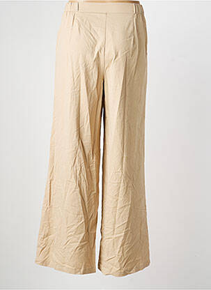 Pantalon large tissage popeline taille haute beige GEVANI ER femme