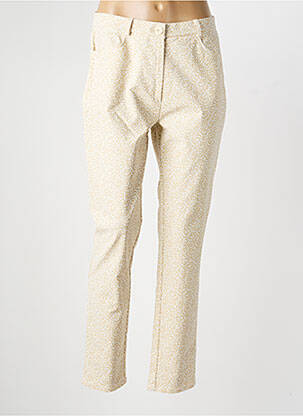 Pantalon slim tissage popeline taille normale beige GEVANA femme