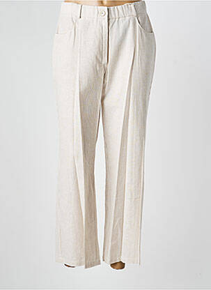 Pantalon droit taille haute taille haute beige GEVANA femme