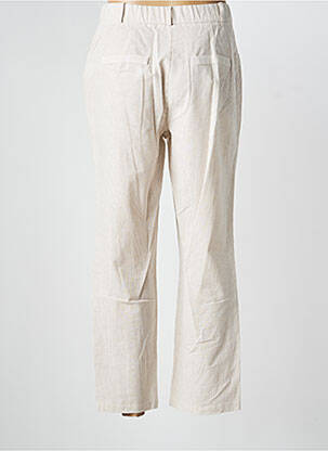 Pantalon droit taille haute taille haute beige GEVANA femme