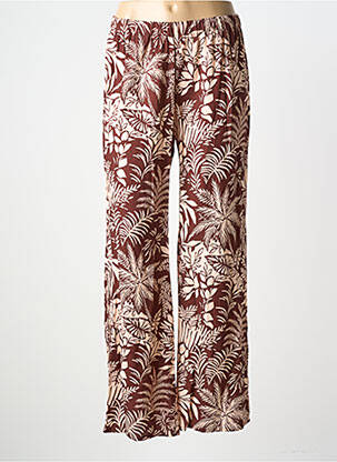 Pantalon droit tissage crêpe taille normale marron GEVANA femme