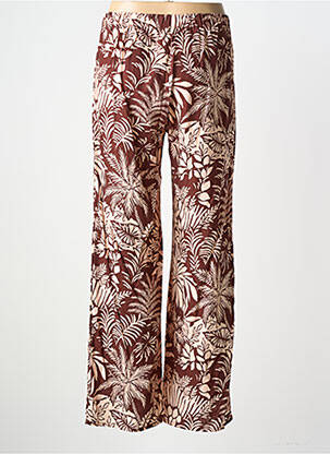 Pantalon droit tissage crêpe taille normale marron GEVANA femme