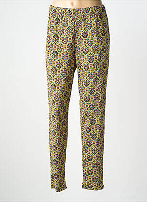 Pantalon droit tissage crêpe taille normale jaune GEVANA femme