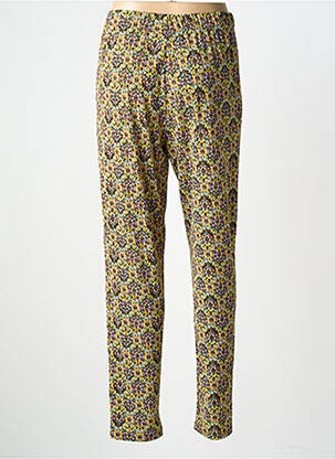 Pantalon droit tissage crêpe taille normale jaune GEVANA femme