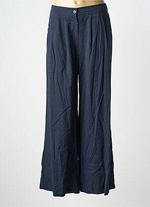 Pantalon flare taille à pinces taille haute bleu GEVANA femme