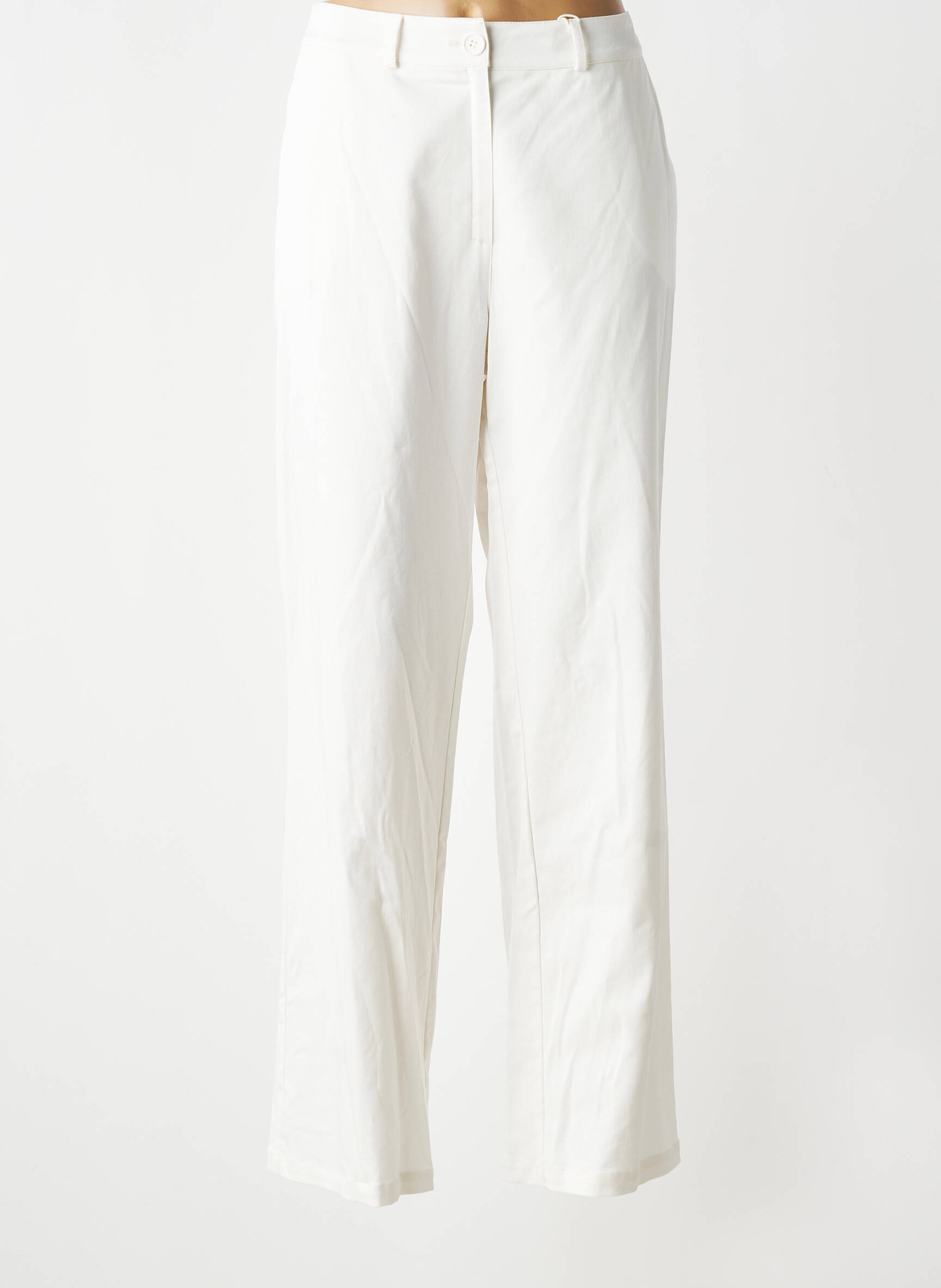 Pantalon flare taille élastique taille normale blanc GEVANA femme