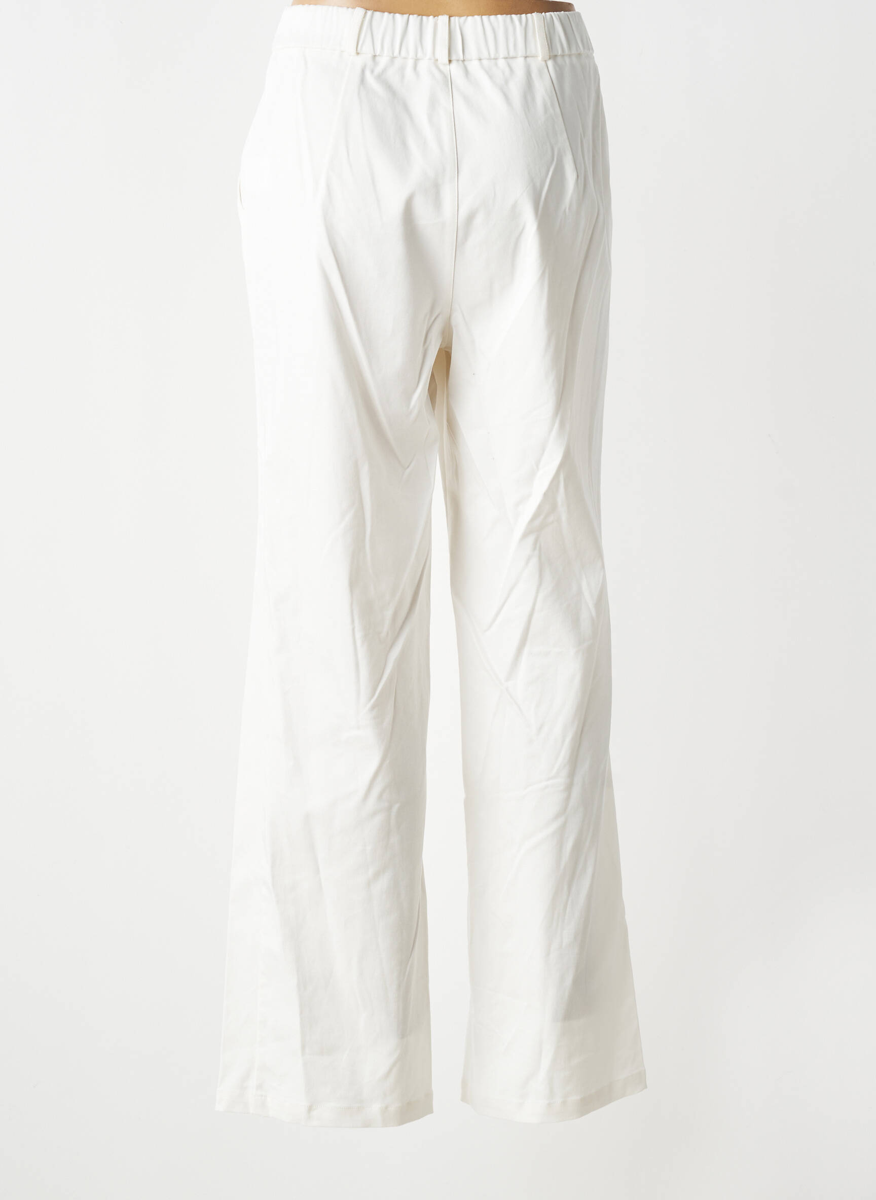 Pantalon flare taille élastique taille normale blanc GEVANA femme