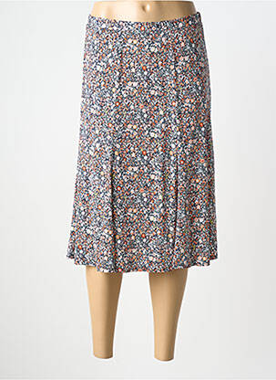 Jupe mi-longue stretch bleu GEVANA femme