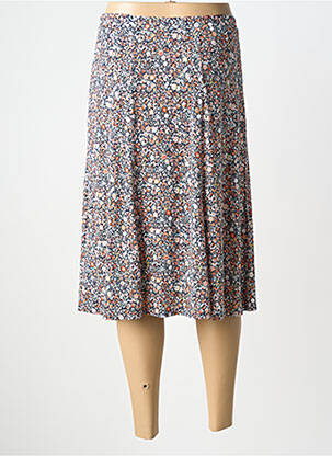 Jupe mi-longue stretch bleu GEVANA femme