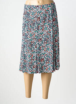 Jupe mi-longue stretch bleu GEVANA femme