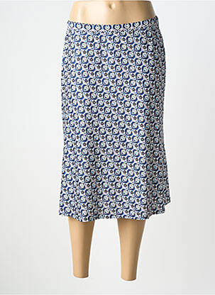 Jupe mi-longue stretch bleu GEVANA femme