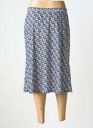 Jupe mi-longue stretch bleu GEVANA femme