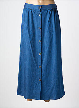 Jupe longue coupe fluide bleu GEVANA femme