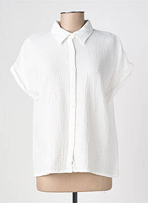 Chemisier coupe droite manches courtes blanc GEVANA femme