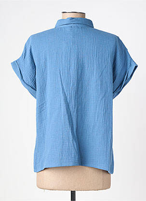 Chemisier coupe droite manches courtes bleu GEVANA femme