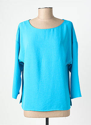Top tissage crêpe manches longues bleu GEVANA femme