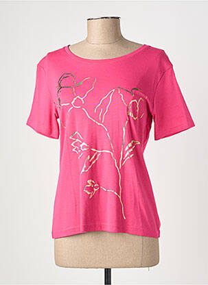 T-shirt sérigraphie manches courtes rose GEVANA femme