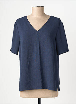 Top tissage crêpe manches courtes bleu GEVANA femme