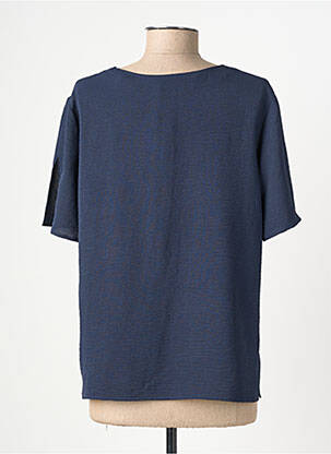 Top tissage crêpe manches courtes bleu GEVANA femme