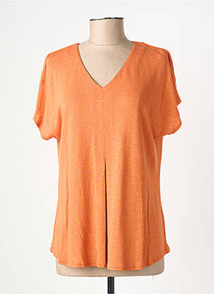 T-shirt col v manches courtes orange GEVANA femme