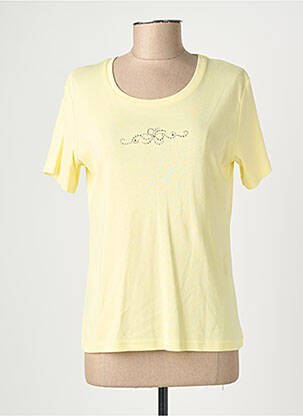 T-shirt sérigraphie avec strass manches courtes jaune GEVANA femme